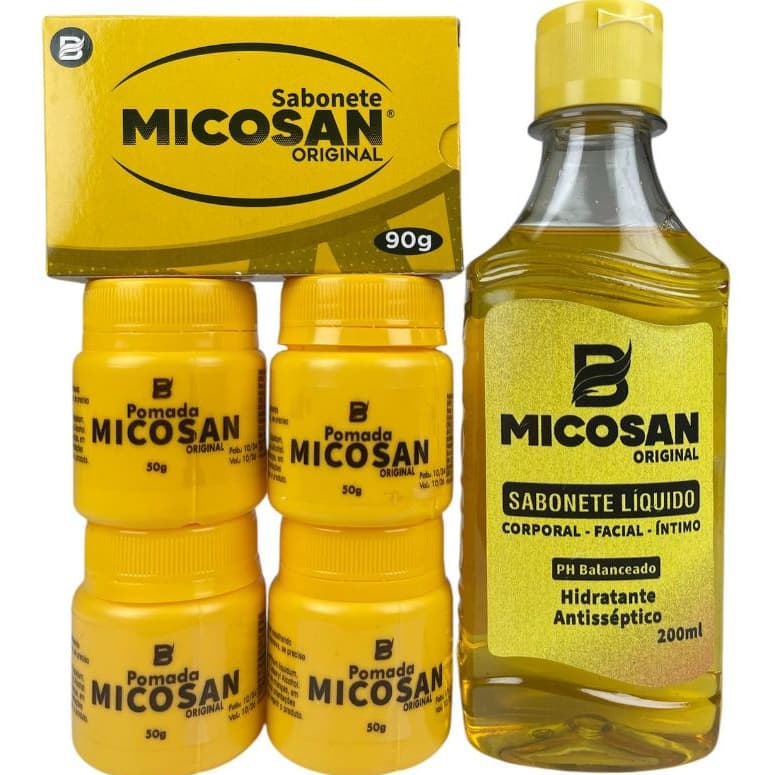 Kit Micosan Pomada Clareadora, 4 Pomadas, 1 Sabonete Em Barra, 1 Sabonete Liquido
