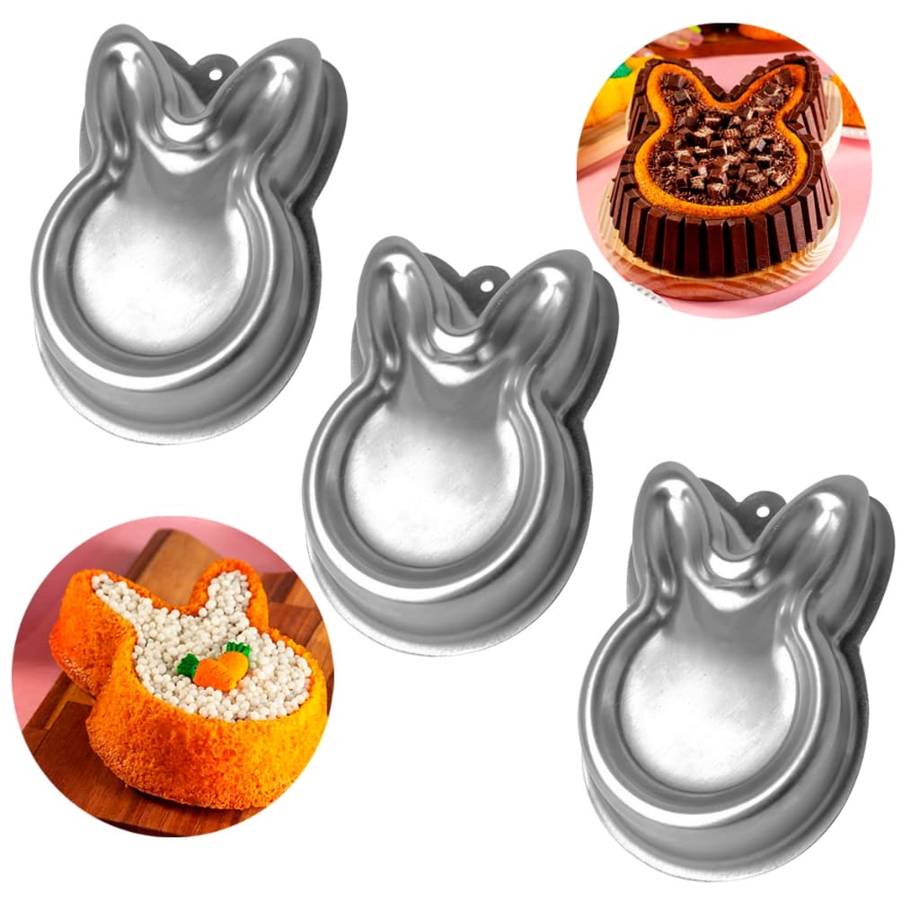 Kit 3 Formas Ballerine 15x3,5 Coelho Páscoa Bolos Tortas