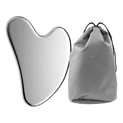 Pedra Anti Ruga Em Aço Inox Placa Gua Sha Massagem Facial - Skin Care