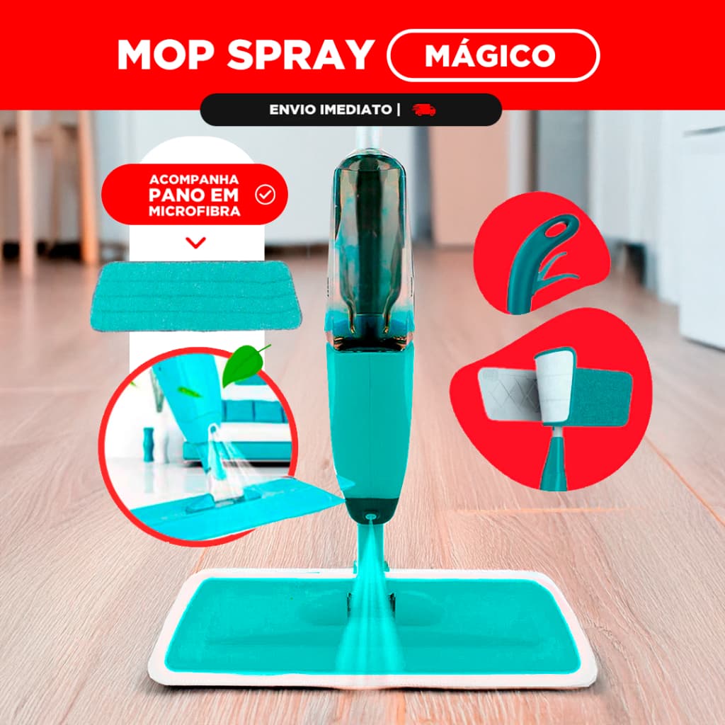 Mop Spray Magico Esfregão Com Reservatorio Rodo De Limpeza Microfibra Refil