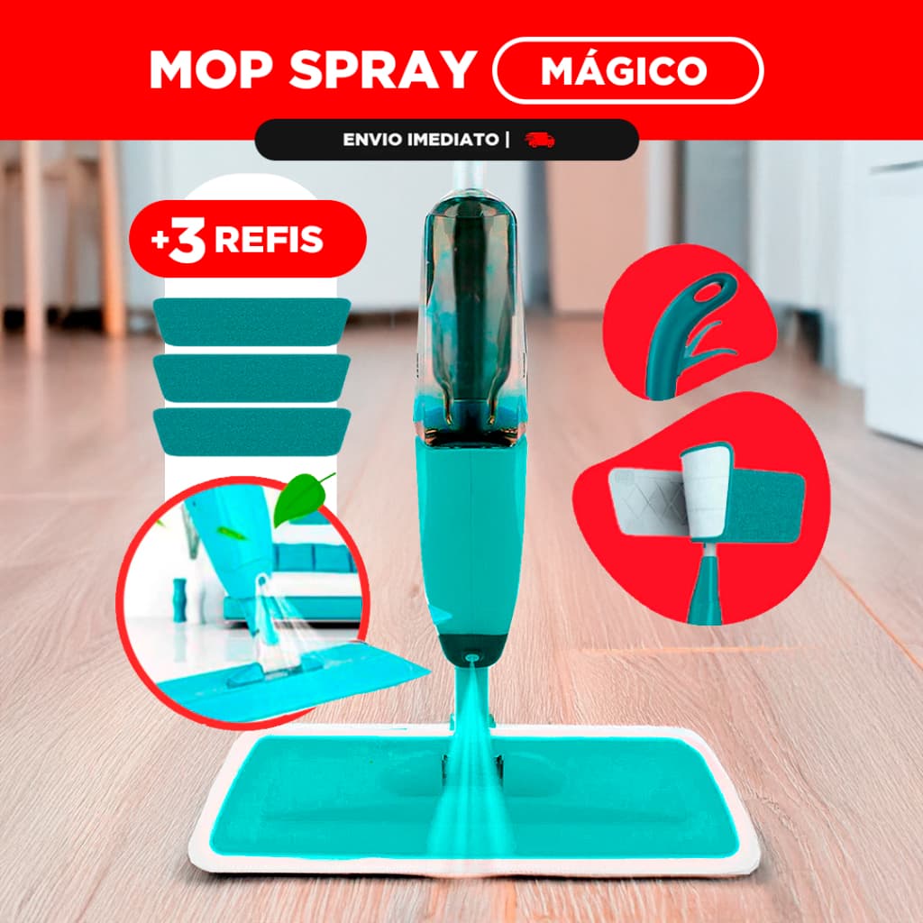 Rodo Spray Magico Esfregão Spray Mop Rodo Limpa Fácil Borrifador Reservatório Promoção + 3 REFIL