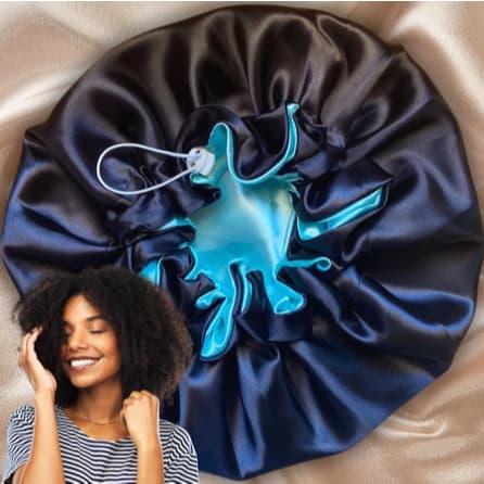 Touca de Cetim Grande Dupla Face com REGULADOR para Box Braids Cabelos Volumosos e Longos