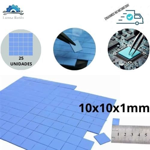 Thermal Pad 25 peças de 10mm x 10mm x 1mm Azul Para Console Memória Chipsets