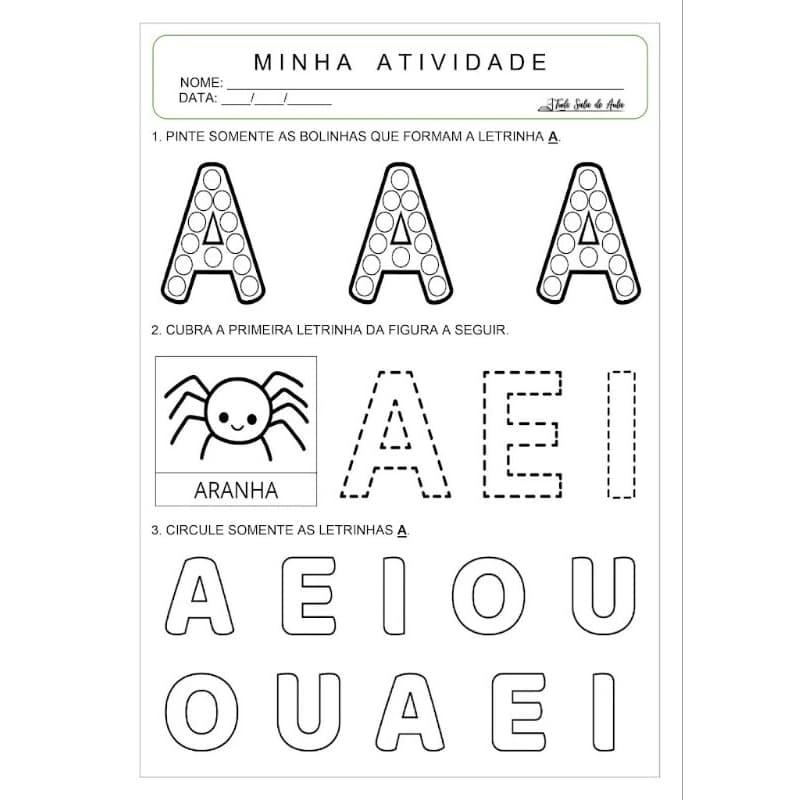 Kit 100 Folhas Atividades de Coordenação Motora com as Vogais (A,E,I,O,U)