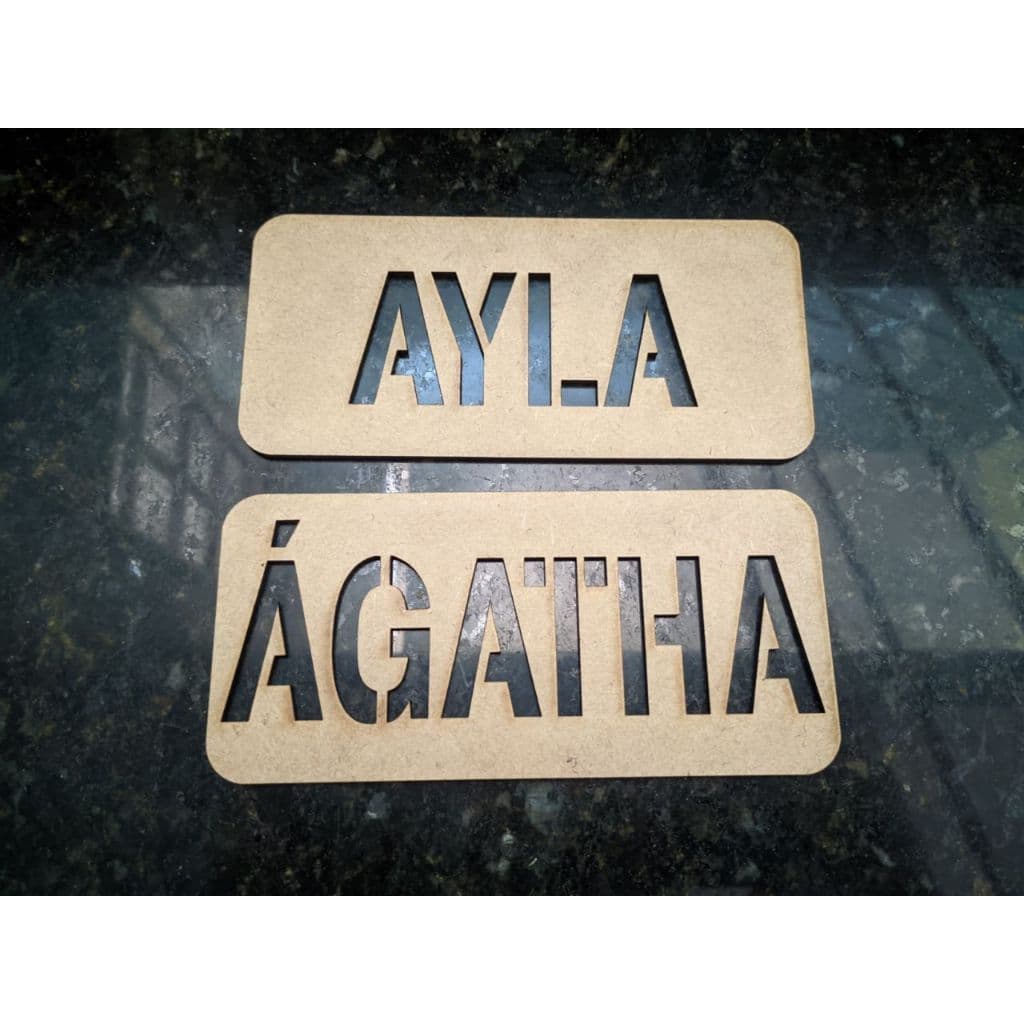 Molde Stencil NOMES Personalizado - Feito De Madeira Natural MDF Vazado