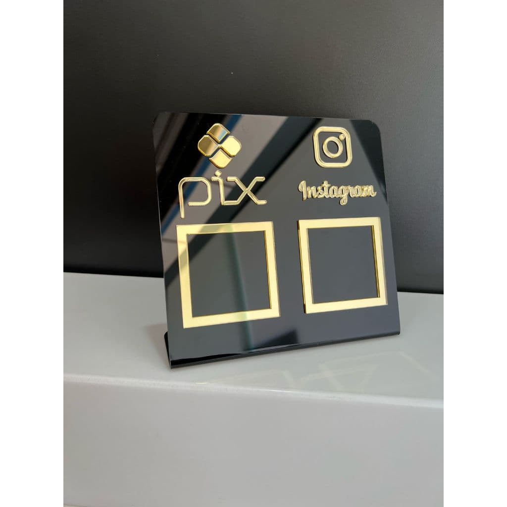 Placa Pix Display Mesa Balcão PIX e Instagram Interativo