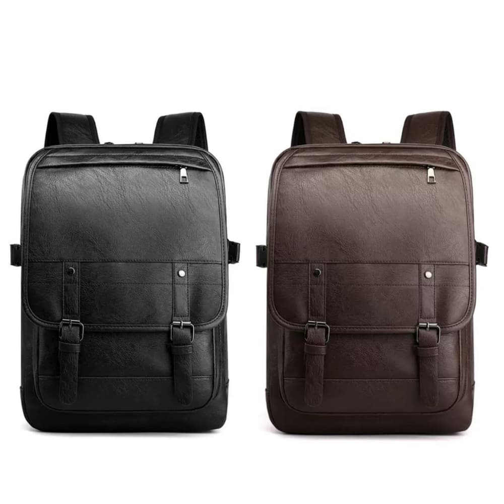 Mochila De Couro PU Masculina Impermeável Vintage #9060