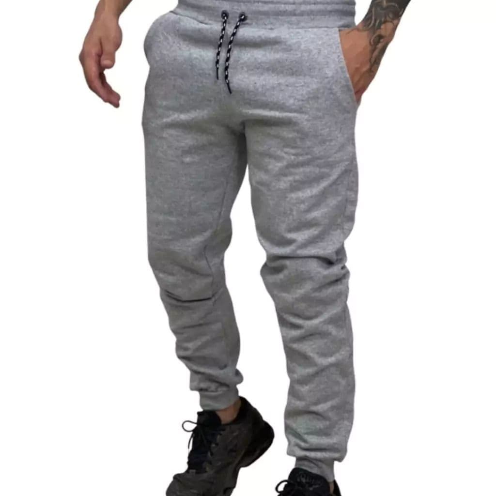Calça de Moletom Abrigo Frio unissex Caminhada Lazer Outono Academia jogger Cordão Bolsos Laterais