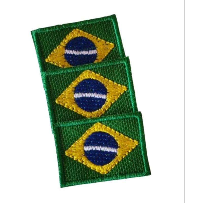 kit de Bandeirinhas do Brasil (3.5cm x 2.5cm)  (Patch bordado com termocolante).