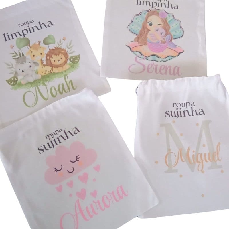 Saquinho Organizador Escolar Personalizado, Kit com 2 saquinho roupa suja ou limpa / VOLTA AS AULAS.