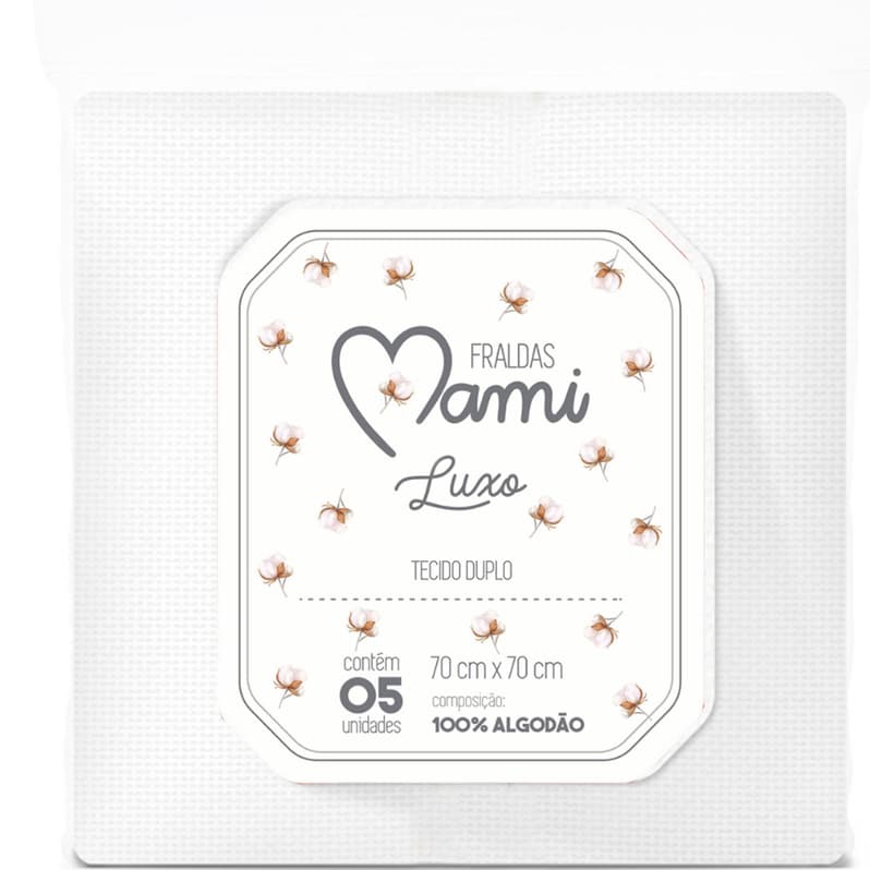 Fralda Luxo Mami Branca 70Cm X 70Cm Contem 05 Un