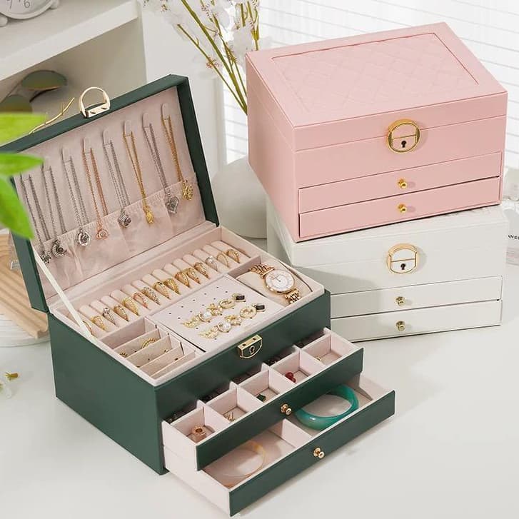 Porta Joia Grande  Camada Multifuncional Feminino com gaveta