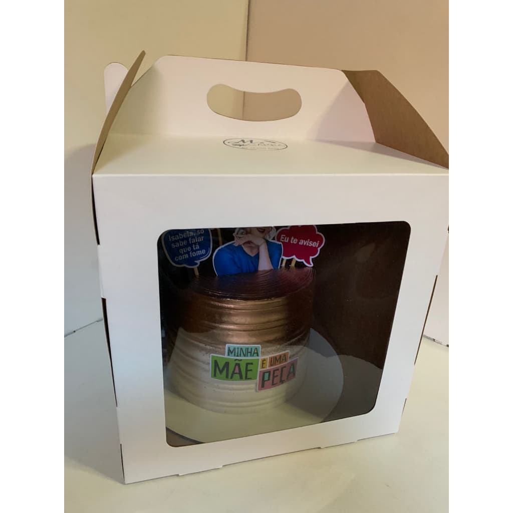 KIT CAIXAS PARA BOLO / TORTA ALTO BRANCO 26x26x26 COM ALÇA DE APOIO E  VISOR  CONFEITARIA - CAKEBOARD