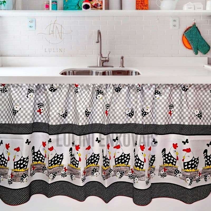 Cortina Para Pia Cozinha dois tamanhos de largura 1.40 e 2M - Tecido Oxford