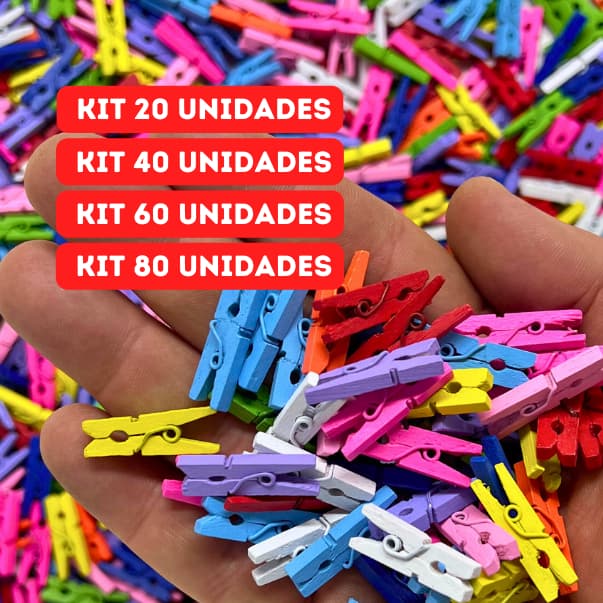 Mini Prendedor Para Fotos Pregador Colorido 2,5Cm Em Madeira