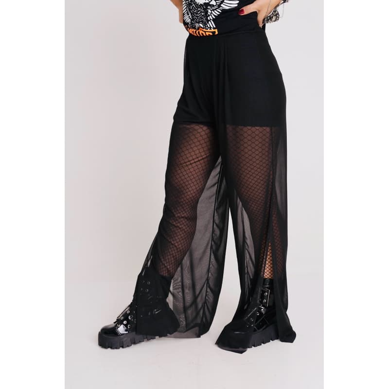 Calça Rocker Tule Com Forro Black Fenda Lateral