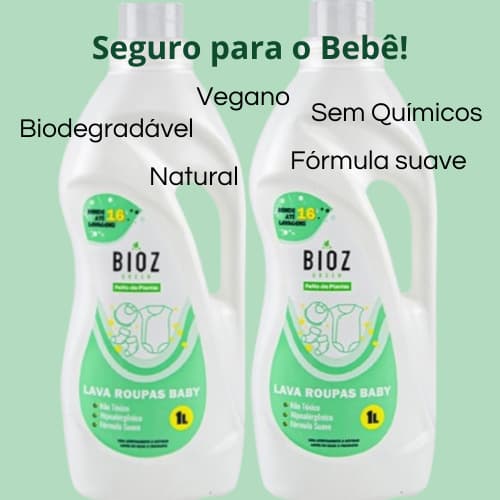 2 un lava roupa sabão natural líquido vegano hipoalergenico aroma suave protege bebê Bioz Green