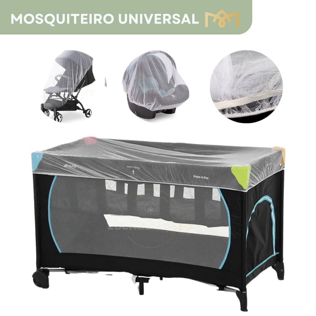 Mosquiteiro Universal Portátil Carrinho, Berço, Bebê Conforto, Cadeirinha de Carro Premium