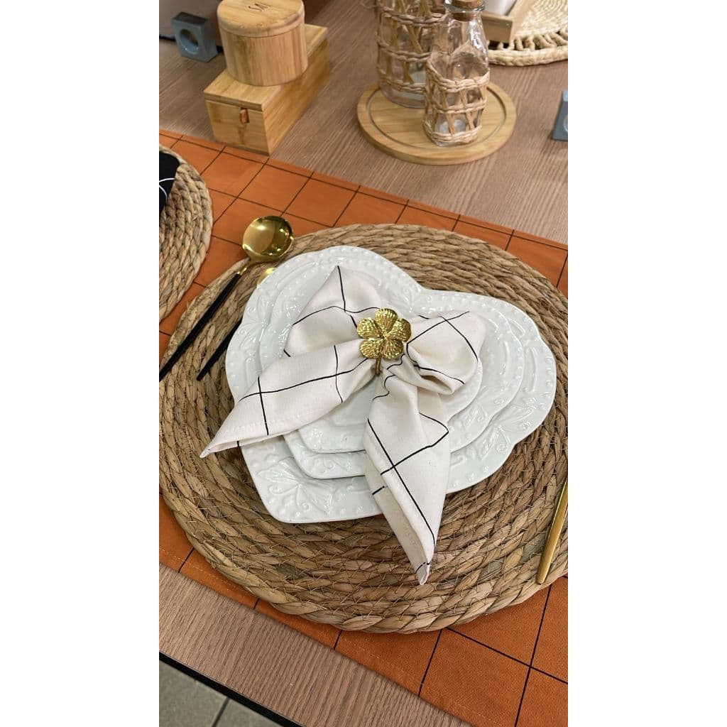 Kit 6 Guardanapos de Pano Estampado Grid Varias Cores Mesa Posta