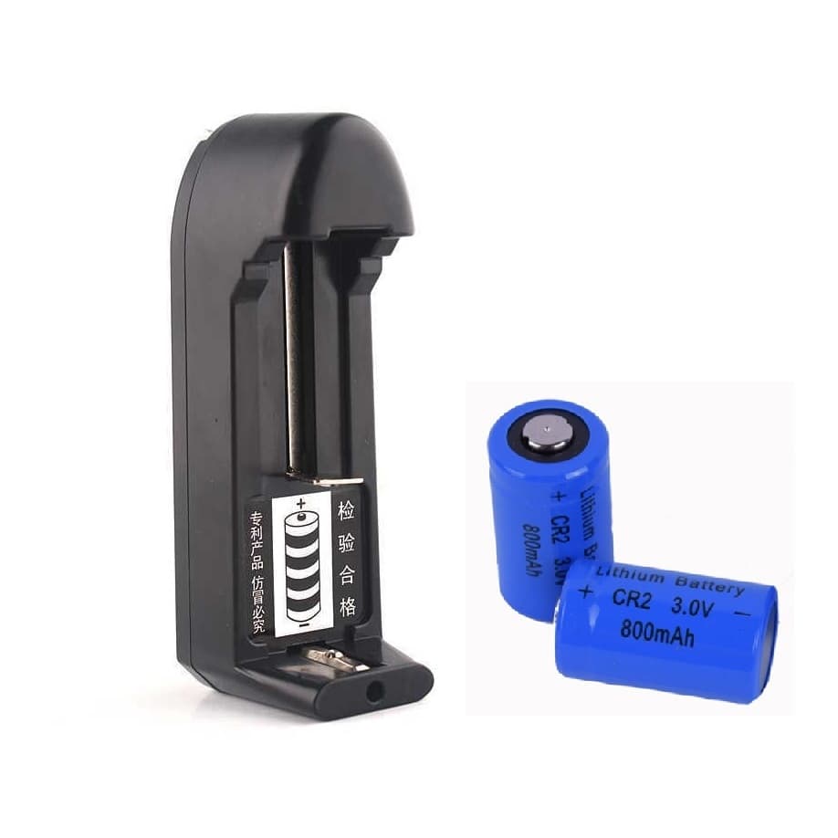 Kit 2x Bateria Cr2 3v 800mAh Recarregável com Carregador Bivolt