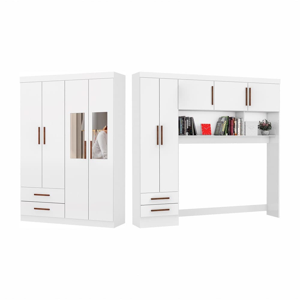 Guarda-Roupa Casal Modulado 5 Portas Hercules 4 Portas 4 Gavetas com Espelho