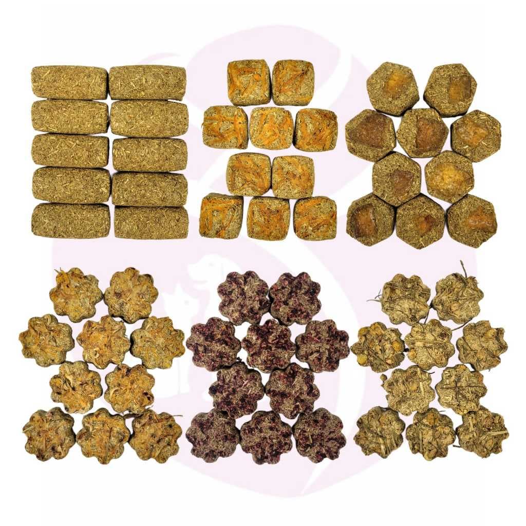 Kit Com 6 Biscoito De Feno Saborizado Para Roedores (Coelhos, Porquinho da Índia, Chinchila..)