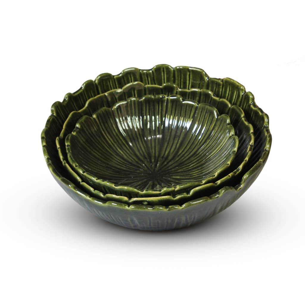 Kit 3 Tigelas em Cerâmica Pequena Média e Grande Saladeira Casa Decoração