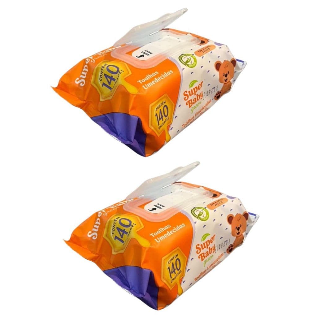 Kit 280 Lenços umedecidos super baby Green - sem álcool
