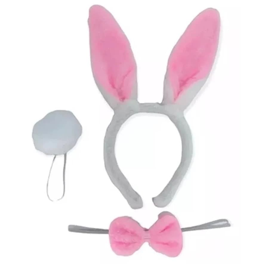 Kit Tiara Coelho + Gravata +Rabo Fantasia Páscoa