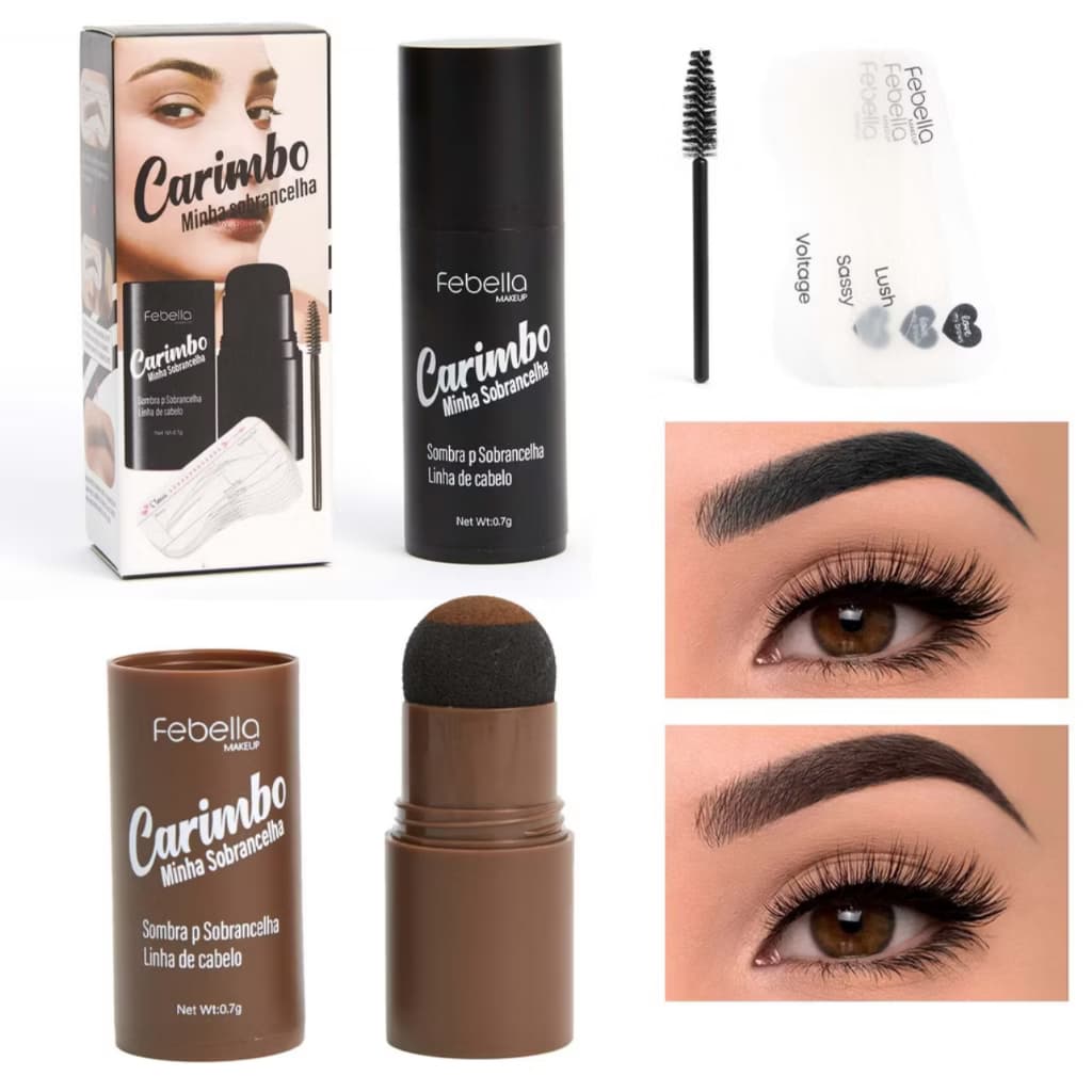 Carimbo para Sobrancelhas / Cabelo/ Calvice / Falhas / Sombra com Molde para Desenhar Febella