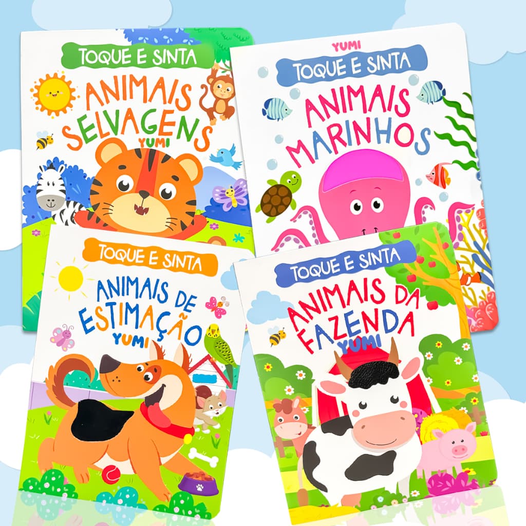 Coleção Livros Sensoriais Para Crianças : Toque E Sinta Os Animais | Leitura Interativa - Capa Dura