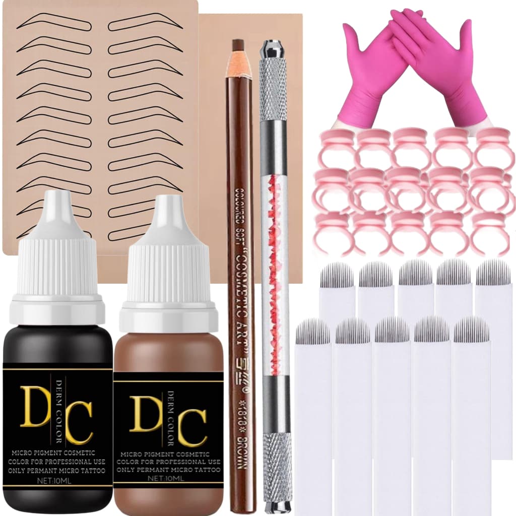 Kit Iniciante Micropigmentação, Tebori Profissional Sobrancelhas 3d + 1 Tinta 10ml