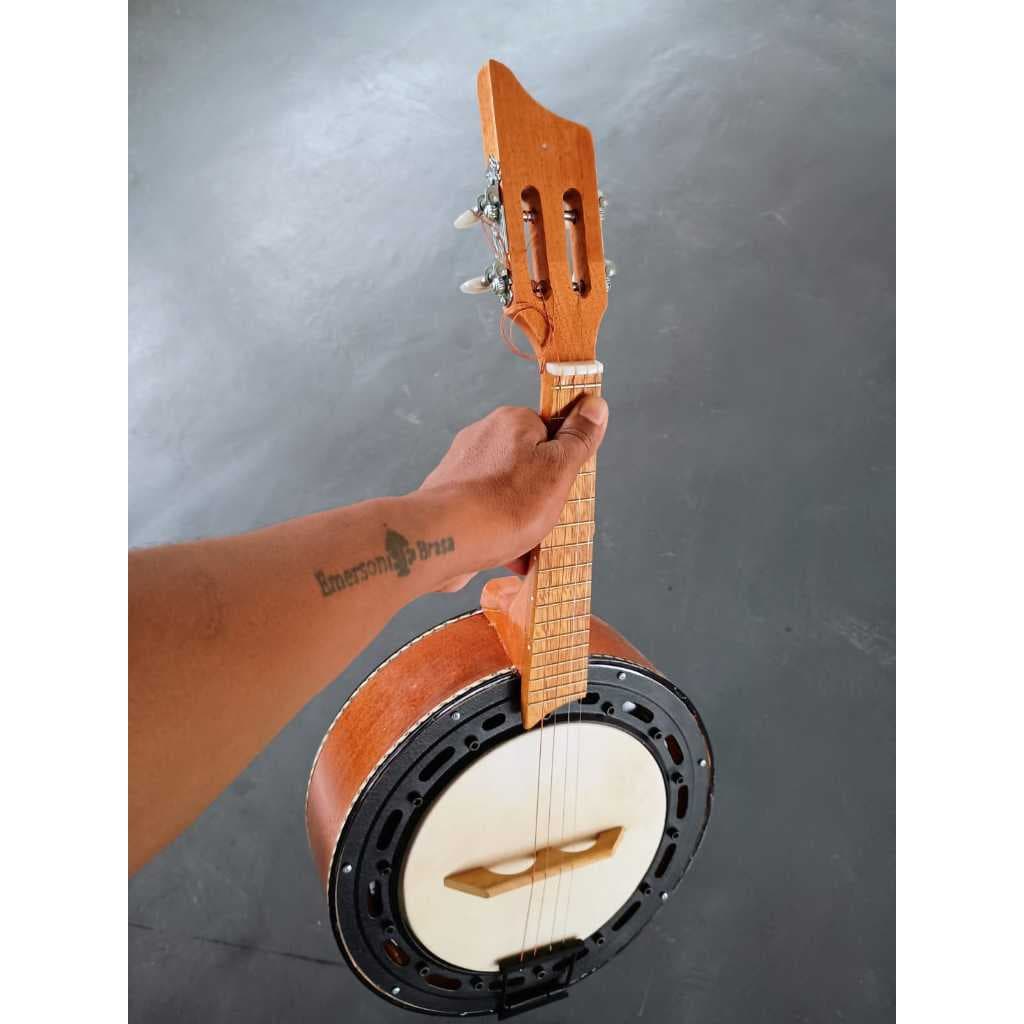 Banjo Luthier em Nevada ou Cedro Caixa de 8 Elétrico Aro Preto
