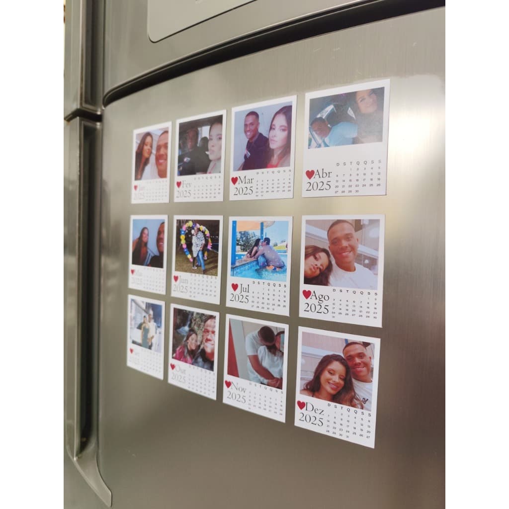 Ímã de Geladeira Personalizado com foto e calendário 2025, 12 unidades