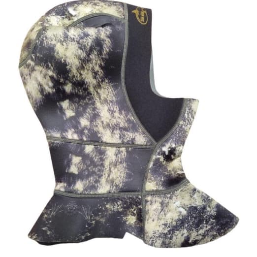 Capuz Confeccionado em Neoprene 3 mm Revestida em nylon Interna e Externamente Cor Camuflado Tamanho  P M G XGG