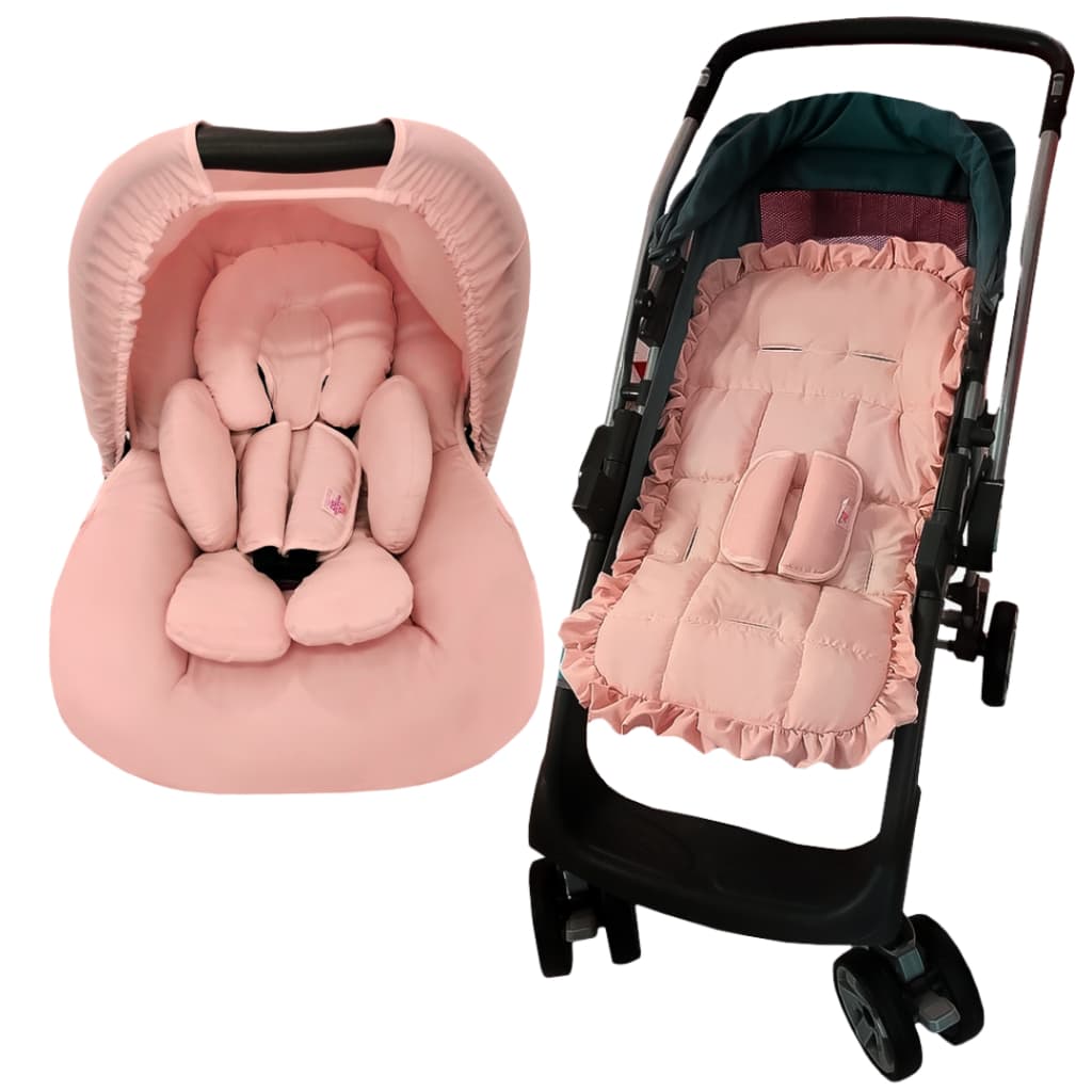 Kit Passeio 6 Peças - Capa de Carrinho e Bebê Conforto, Capota, Protetores Cinto e Apoio Redutor