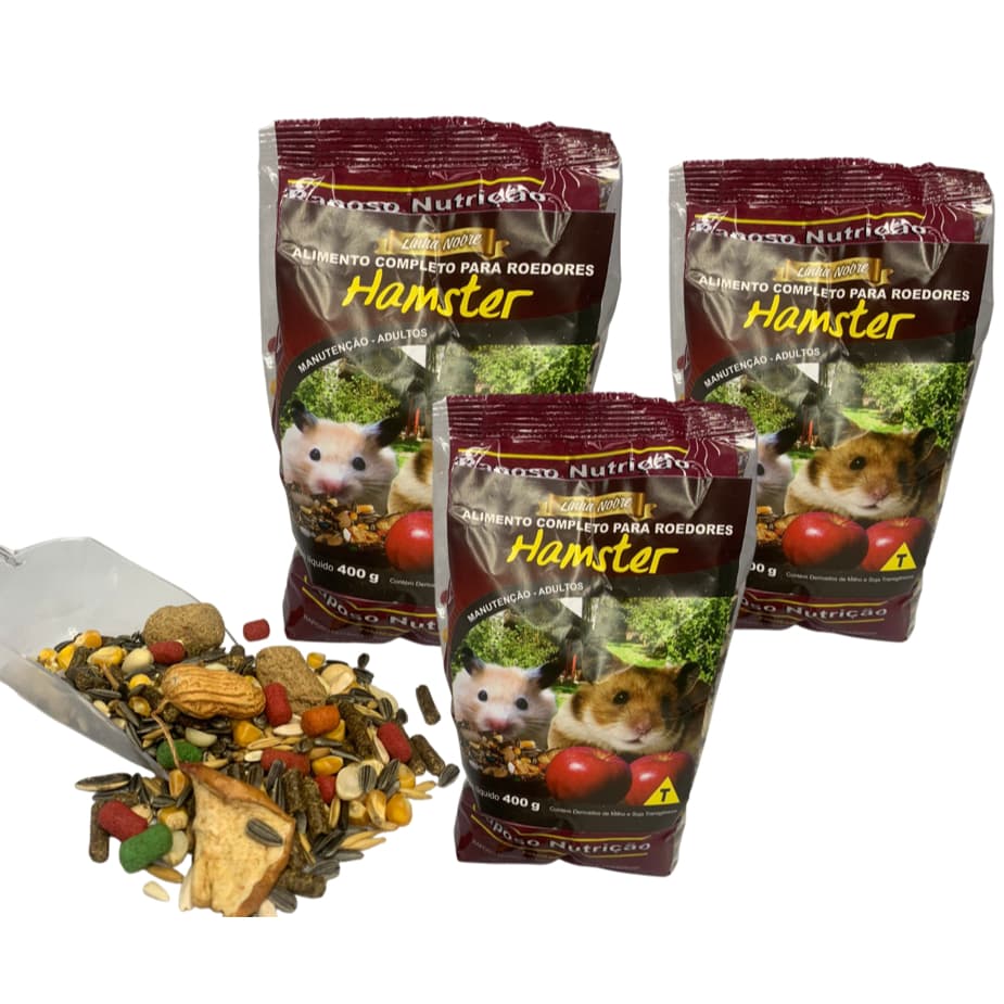 Kit 3 pct Mix de Sementes e Frutas para Hamster e Roedores - Raposo Nutrição
