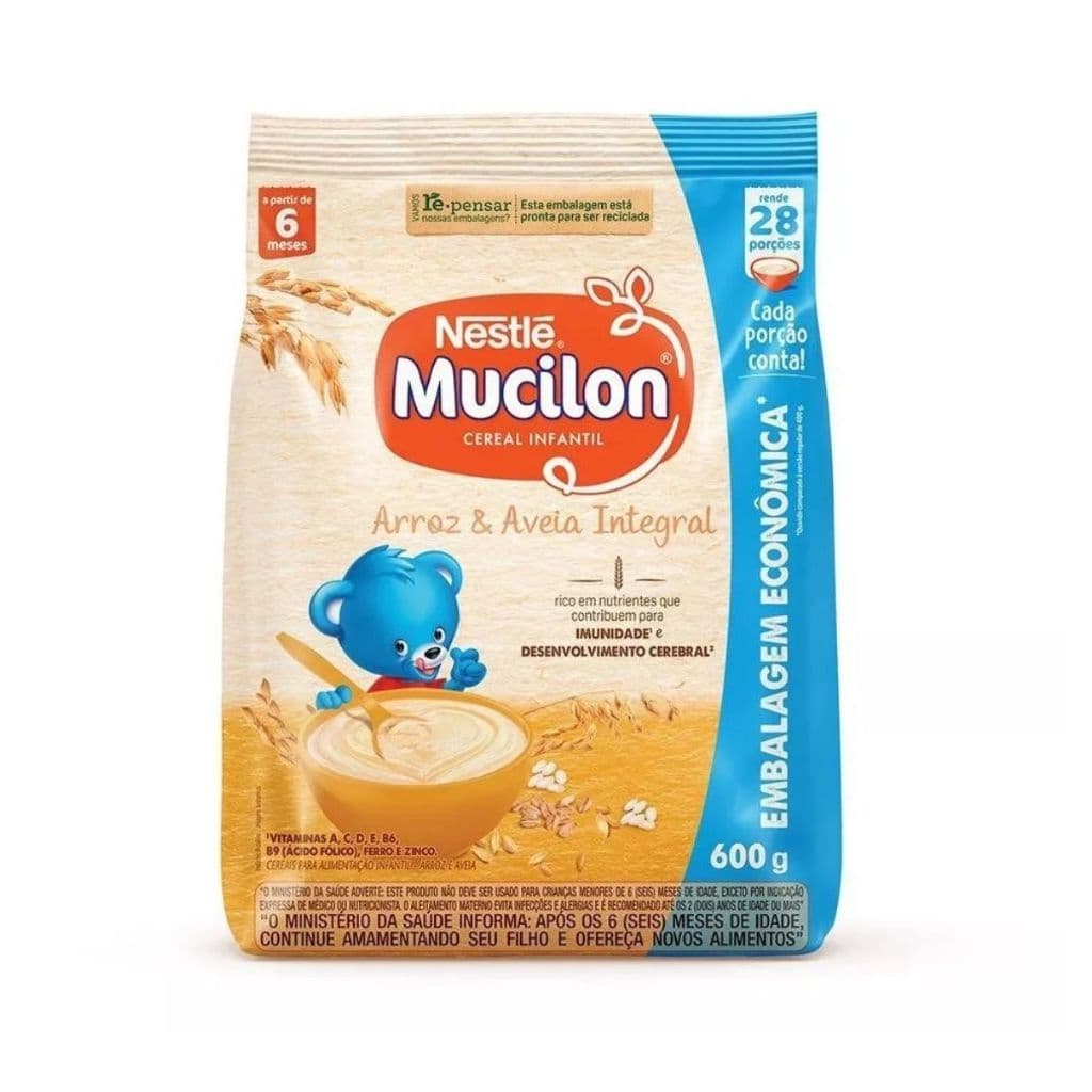 Mucilon Cereal Infantil Arroz E Aveia Sachê 600g