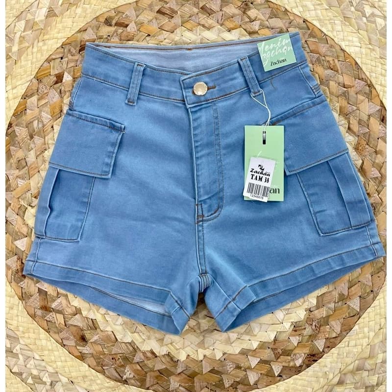 short jeans cargo com Lycra