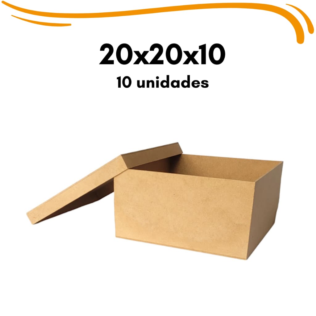 Caixa mdf 20x20x10 - Caixinha de mdf cru para lembrancinhas - 10 unidades