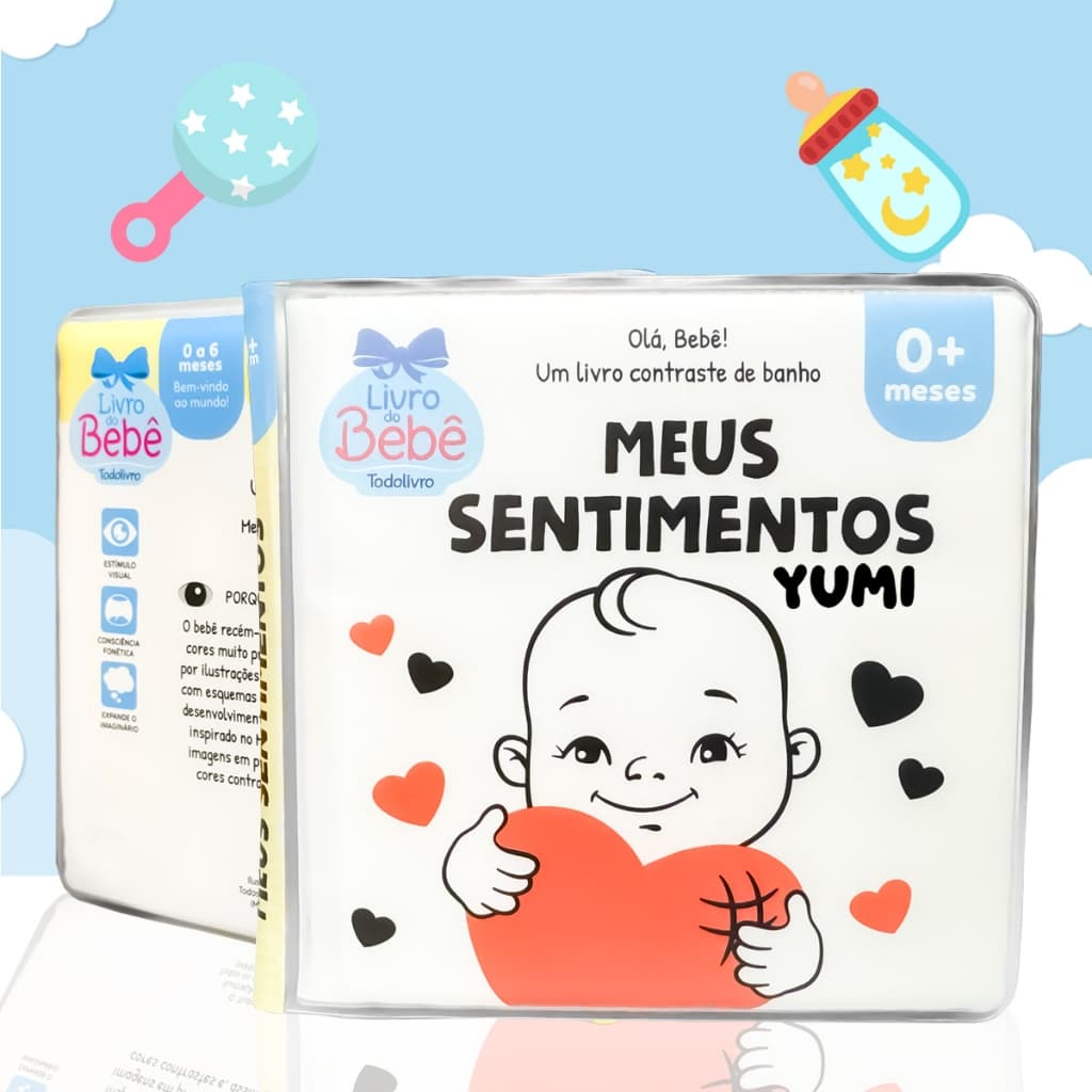 Livro De Banho Para Bebês Contrastes Fofos Interativo Meus Sentimentos Montessori