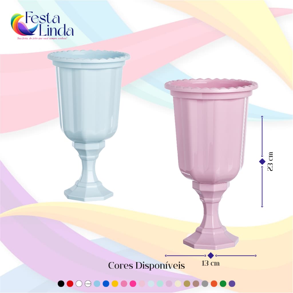 KIT COM 2 UNIDADES VASOS GREGO DECORATIVO LINHA DIAMANTE 850 ML - DIVERSAS CORES