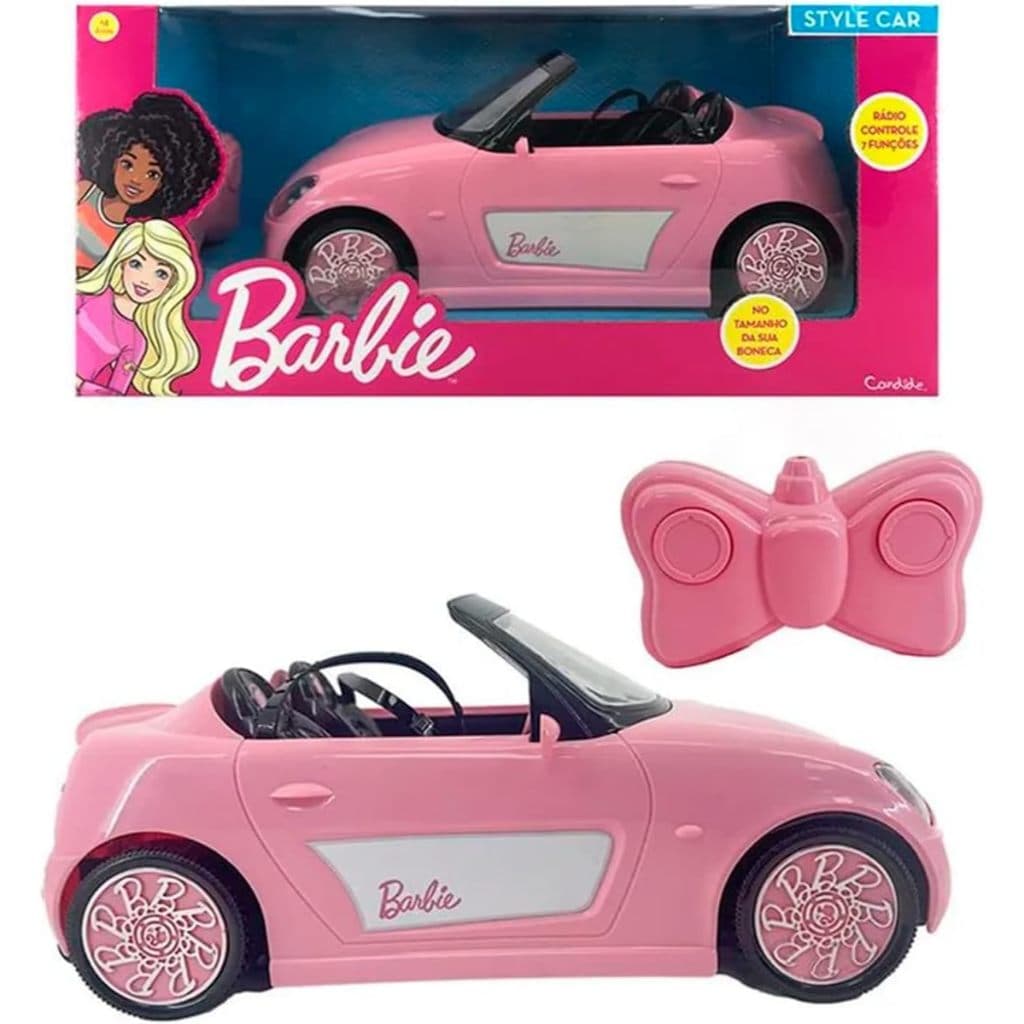 Brinquedo Carro Da Barbie De Controle Remoto Com Luz 7 Funções Candide
