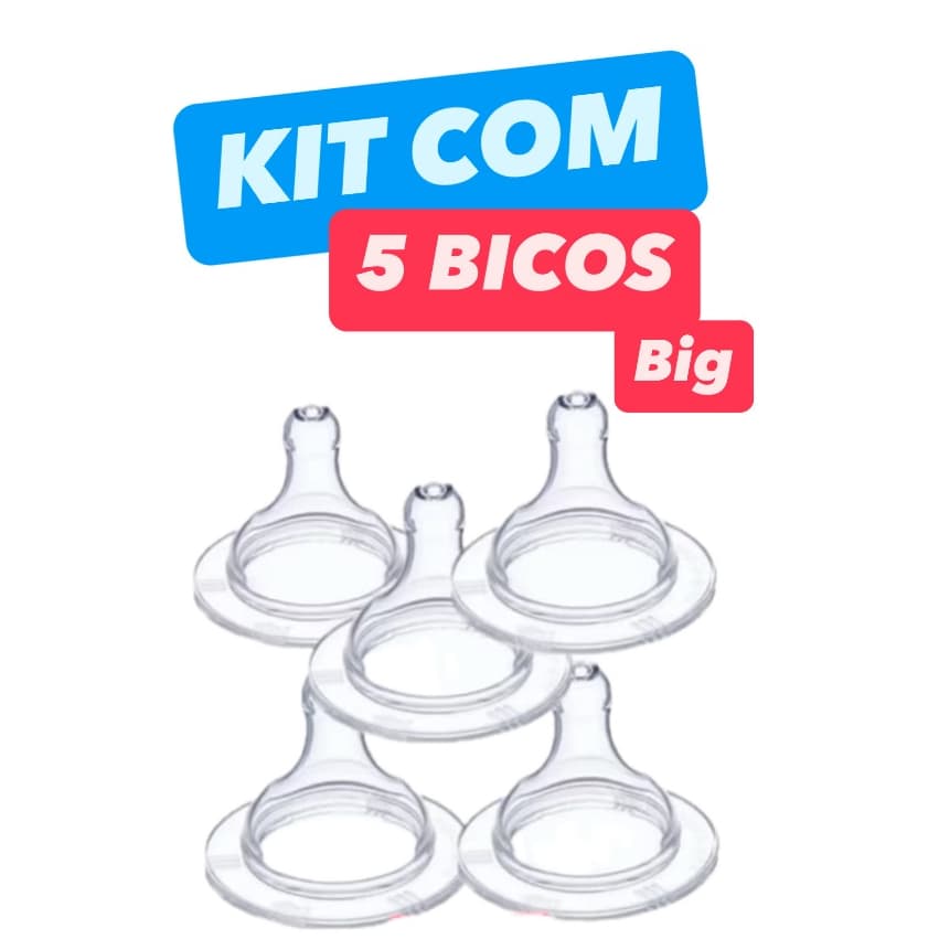 Kit 5 Bicos Big Grande De Silicone Redondo OU ORTO