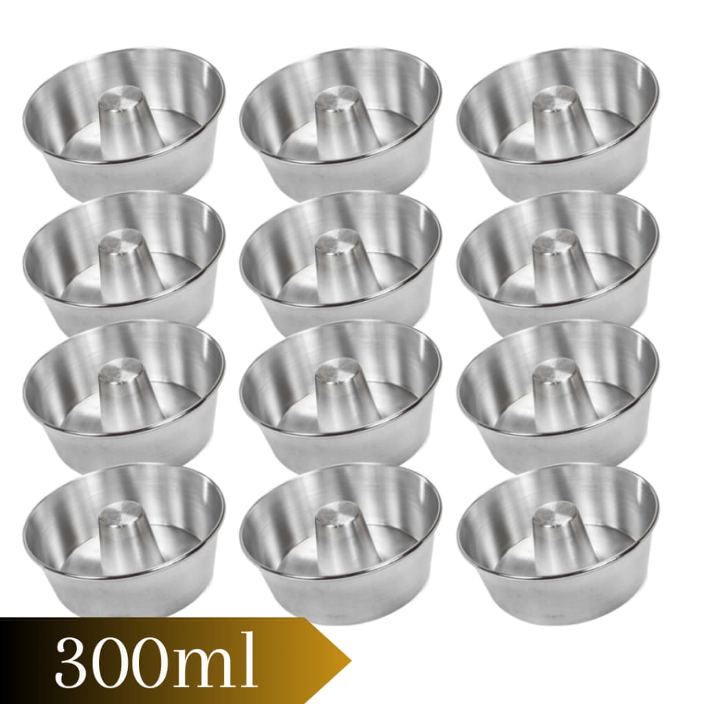 Jogo Mini Forminha N°12 300ml Em Alumínio Para Pudim Mini Bolo Vulcão Doces Sobremesa De Confeitaria