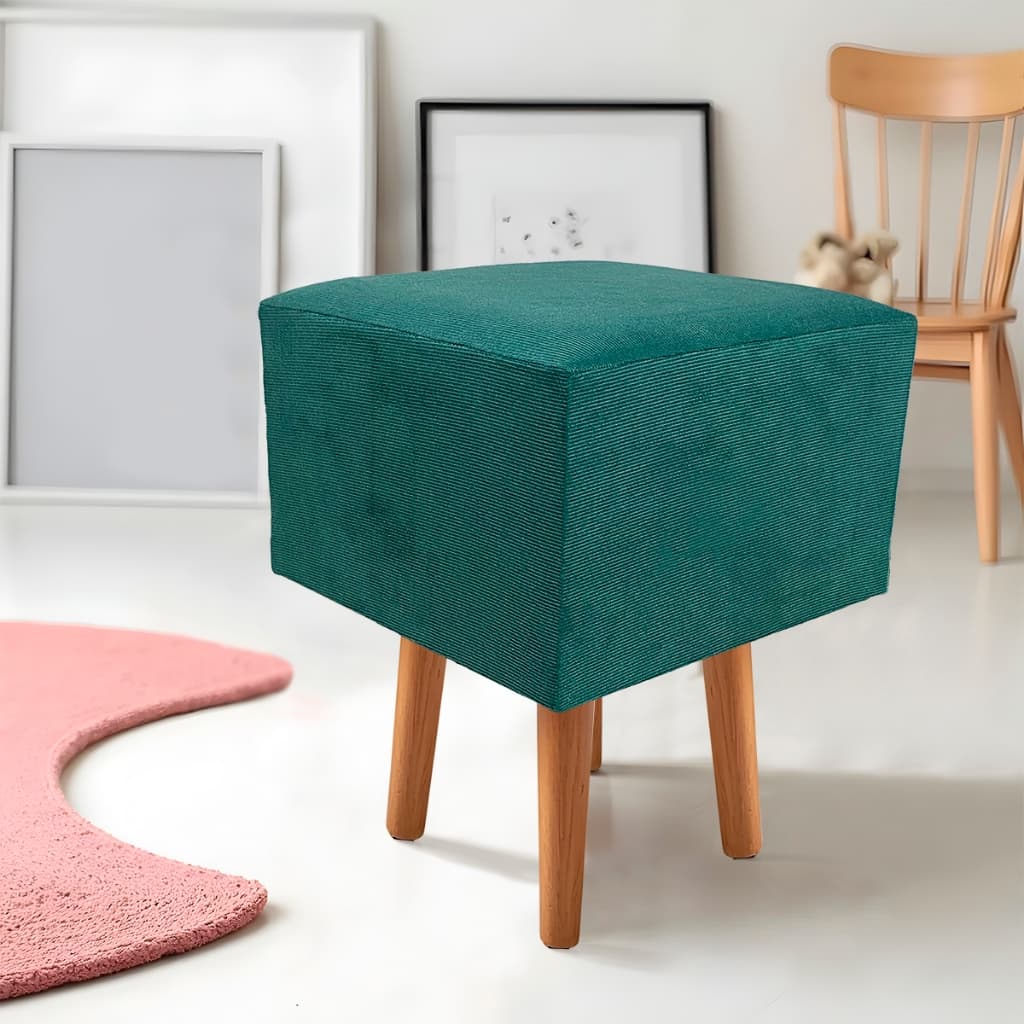 Banquetas Quadrada Pé Removível Modelo Retangular Tecido de Sued Escrivaninha Puff Banquinho