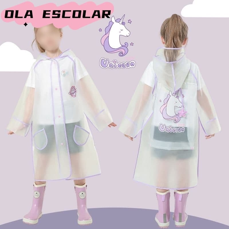 Capa de chuva infantil menino menina com capuz Transparente