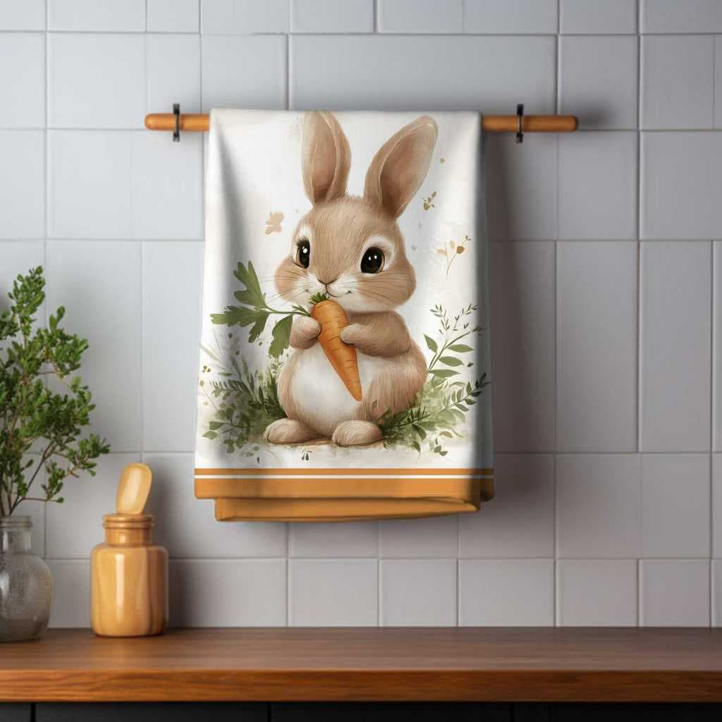 Pano de Prato Atoalhado Copa Cozinha Páscoa Coelho Decoração Luxo