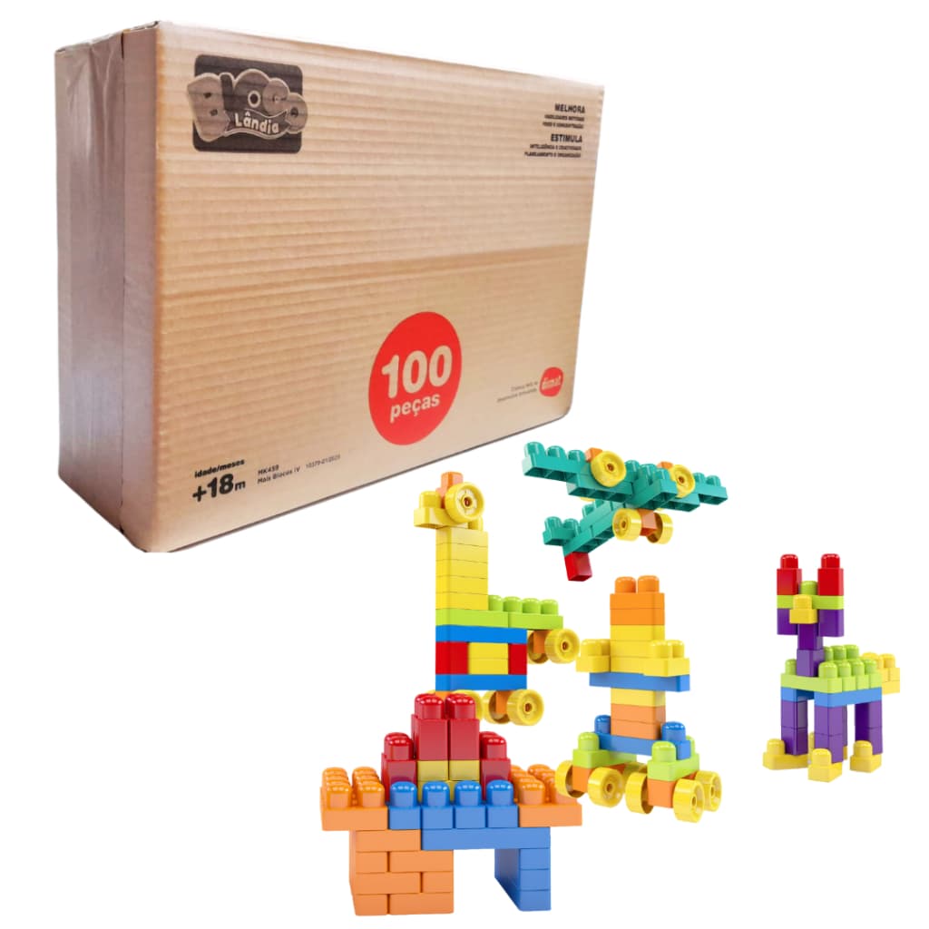 100 Blocos de Montar Infantil Peças GRANDES SUPER COLORIDOS COM RODINHAS EDUCACIONAL