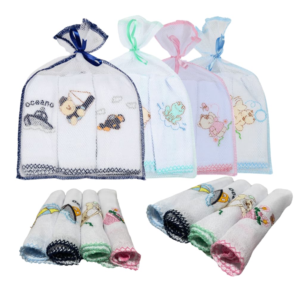 Kit Paninho de Boca Toalhinha Babete Fralda de Boca 100% Algodão 30cm x 30cm